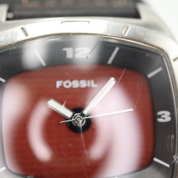 Fossil Kaleido Mens Red Orange Color Change 41mm Watch Black Leather New Battery - Picture 8 of 16